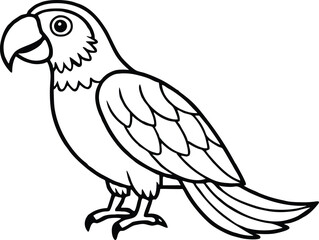 Fototapeta premium Hand-Drawn Parrot Vector Simple Tropical Bird Illustration