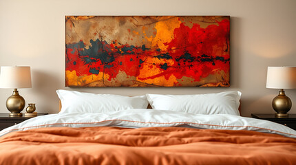 Abstract Wall Art Mockup in a Bedroom