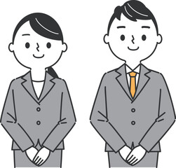 手を組む　ビジネスパーソン　上半身　イラスト　ベクター