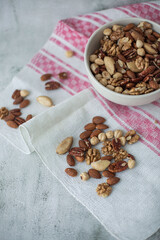 mixed nuts on a white background