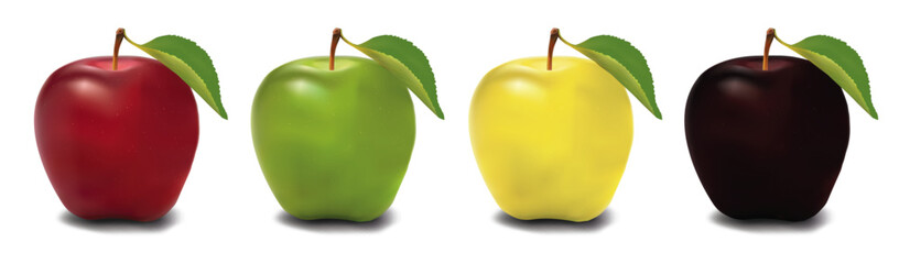 A row of apples with red, green and yellow colors Vector Graphics. Set of  apples.