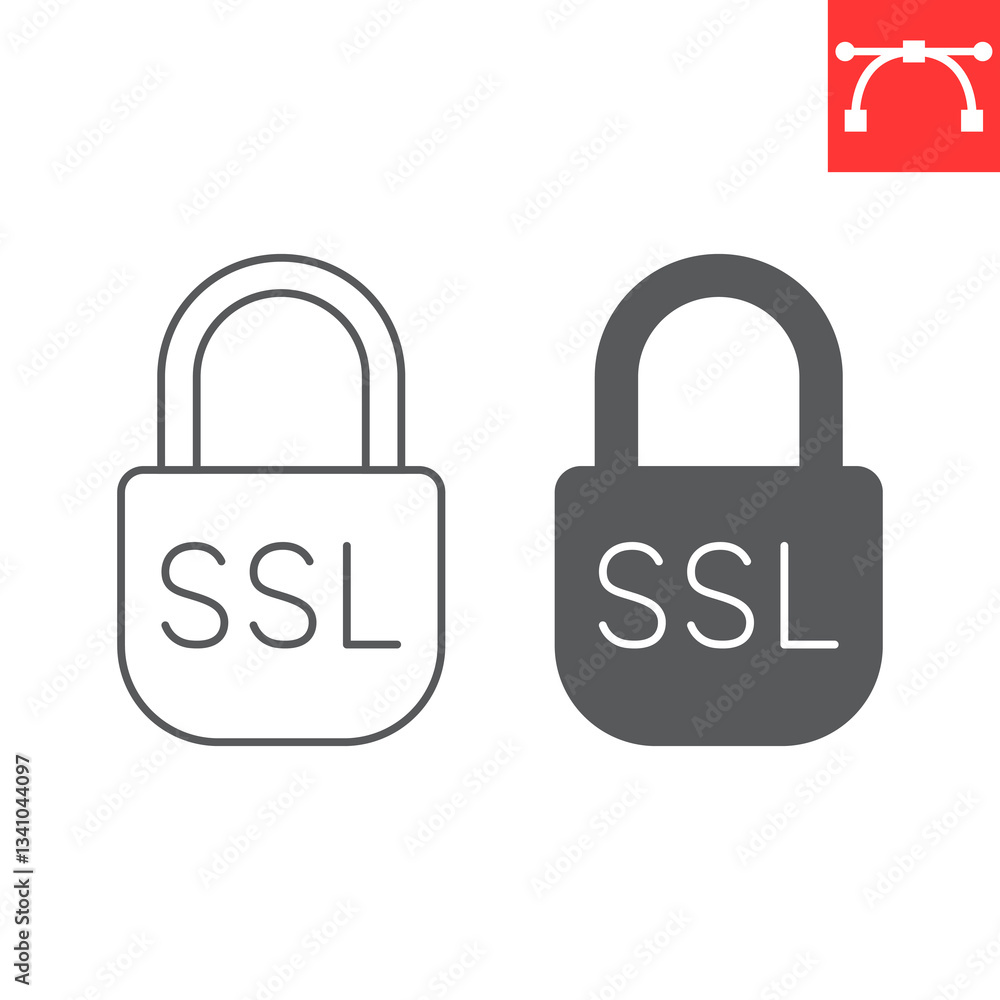 Poster ssl padlock line and glyph icon, security and protection, ssl encryption vector icon, vector graphic