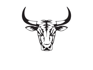 Bull head silhouette isolated on white background. Bull logo. Bull sign. Vector logo design.