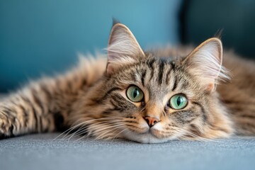 Relaxed tabby cat resting