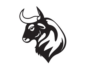 Bull head silhouette isolated on white background. Bull logo. Bull sign. Vector logo design.