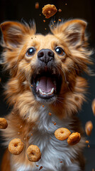 dog catches food