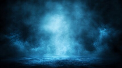 A Bright Light Shining Through Wispy Blue Colored Mist
