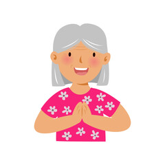 elderly person in songkran festival thailand and Elderly people's day concept