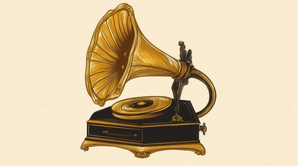 Vintage Gramophone: A Detailed Artistic Illustration