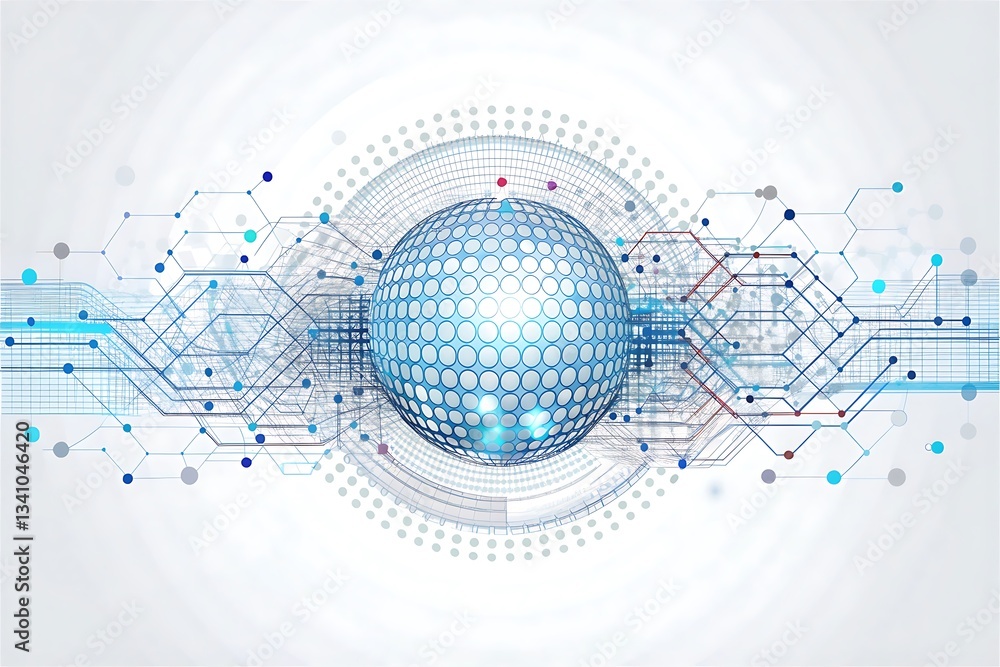 Aufkleber technology concept background with wire mesh and text space