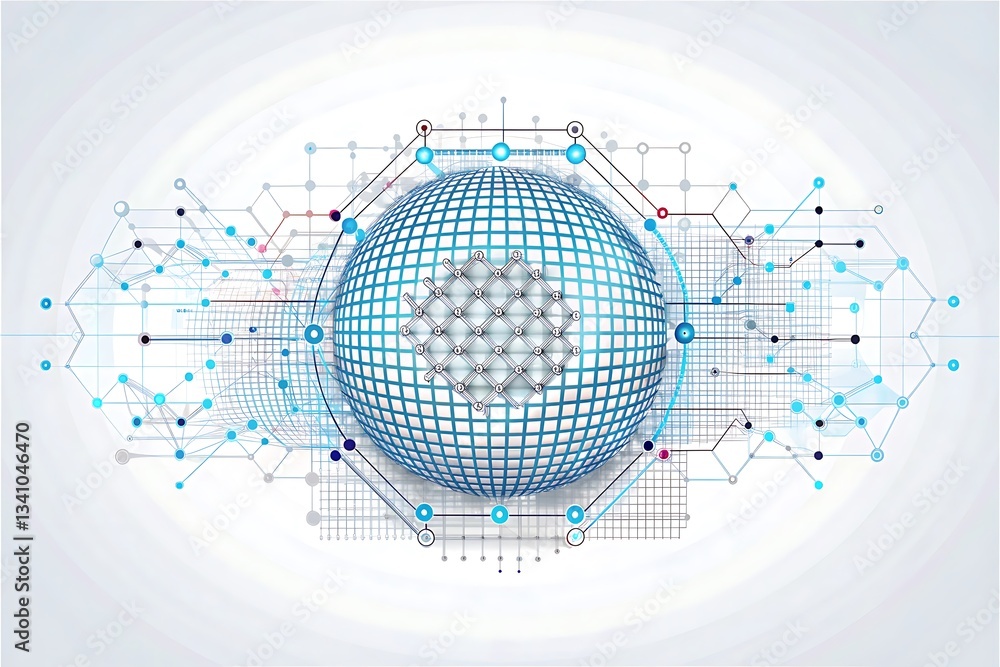 Fototapete technology concept background with wire mesh and text space