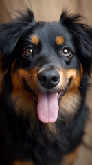 dog with his tongue out. portrait of a dog. 