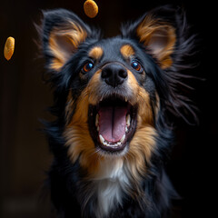 dog catches food