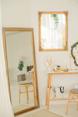 Timeless elegance: vintage mirrors, neutral tones, and refined decor