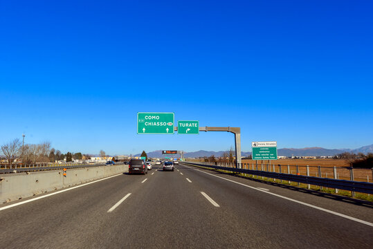 Autostrada A9 vor Ausfahrt Lomazzo (Italien)