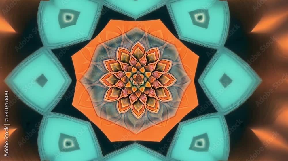 Poster vibrant abstract flower pattern with intricate design elements featuring bright colors and dynamic s