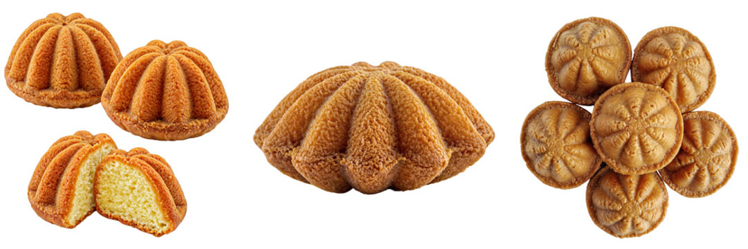 Kue cubit collection of traditional Indonesian sponge cakes isolated on a transparent background