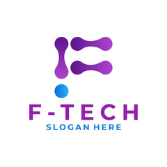 F tech Initial letter logo design vector template. Technology logo concept