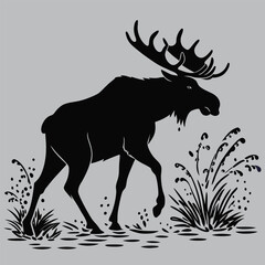 a moose shaking off water silhouette vector design art and illustration