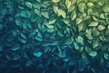 Dense foliage background, vibrant green and teal tones.  A  wall of  overlapping leaves, with a soft gradient effect.  Detailed and textured leaf patterns are prominent
