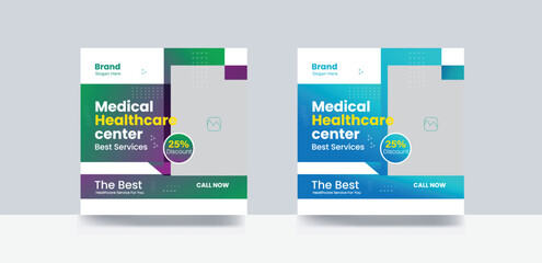 Obraz premium Hospital clinic banner social media post design template 