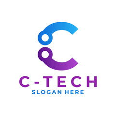 C Network Logo design icon. Tech with Initial letter C logo design vector template