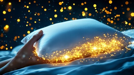 Magical pillow dreaming bedroom photo cozy environment close-up view relaxation concept