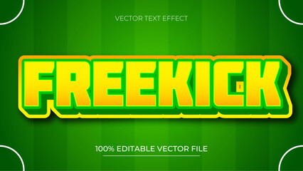 Freekick 3d editable text effect with green and yellow color