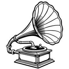 vintage gramophone isolated on white