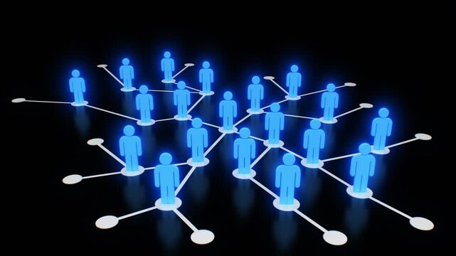 Social Network Growing Process 3d Animation. Subscribers Number Growing Illustration. People Population Increase Zoom Out. Hierarchy, Connections, Communications. Lines, Dots Business Concept 4k.