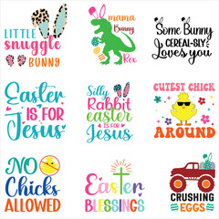 Fototapeta premium Easter Bunny and Christian Typography T-shirt Design for Easter Festival Bundle
