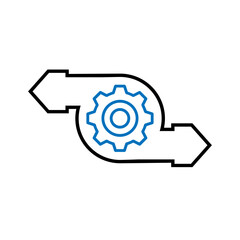 workflow automation icon. Workflow icon on white background. flat style. gear and arrow icon for your web site design, logo, app.  workflow concept sign. 