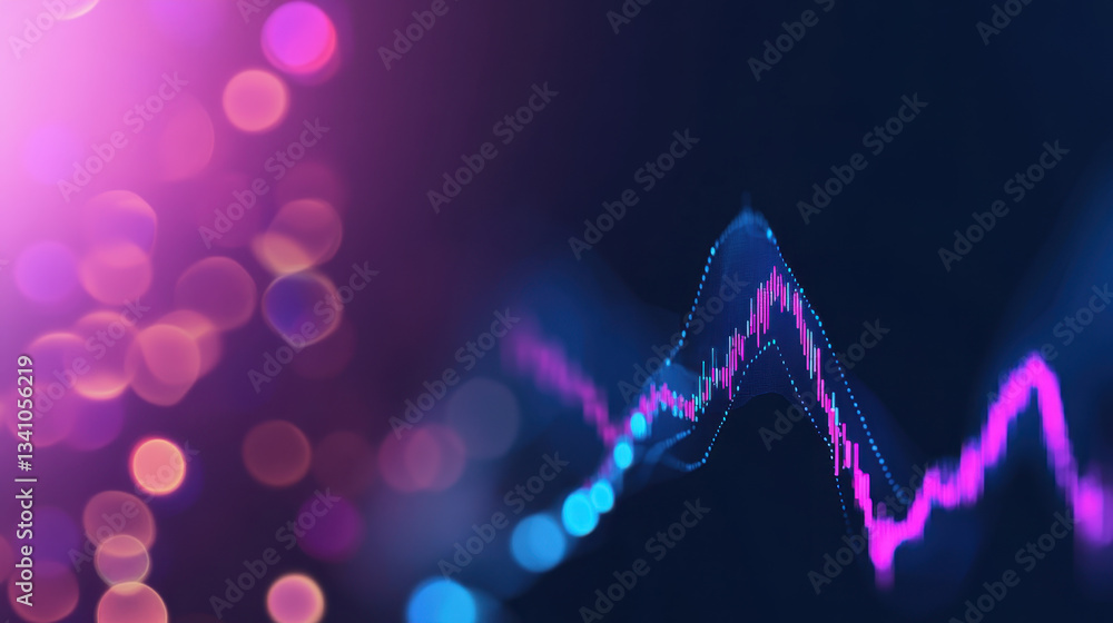 Aufkleber vibrant abstract financial dashboard displays fluctuating market trends with dynamic graphs and glow