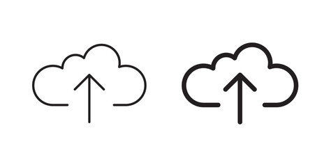 Cloud upload icons in black fill and line style