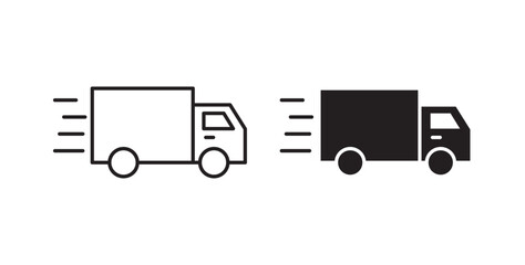Moving truck icons vectors graphic designs