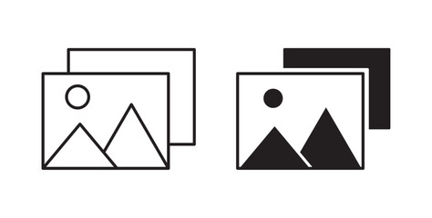 Picture icons in black fill and line style