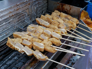 grilled tofu skewered with bamboo. Tahu bakar