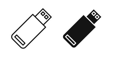 USB pendrive icons in black fill and line style