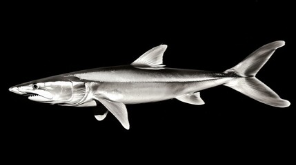 Fototapeta premium Shark Swimming Gracefully in Dark Background with Detailed Features
