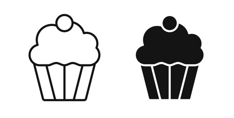 Cupcake icons in black fill and line style