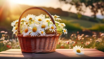 bouquet of flowers in a basket
