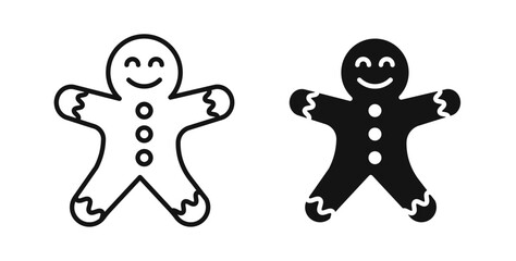 Gingerbread man icons set for website design