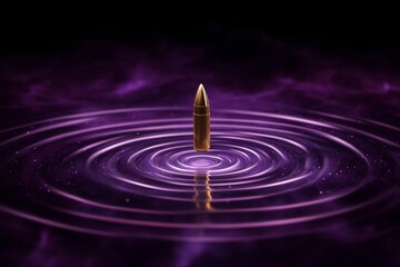 A single golden bullet floating in an abstract space, symbolizing fate and finality