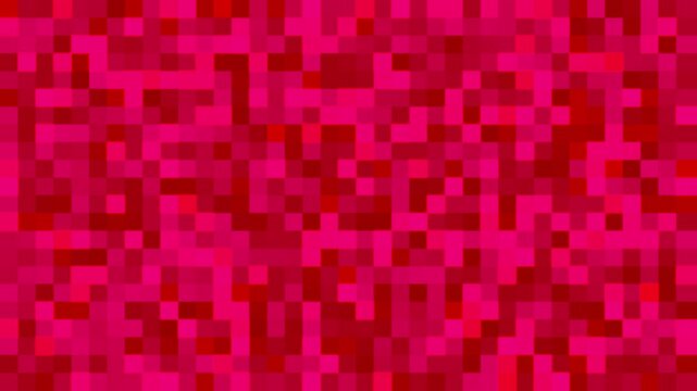 Vibrant pixelated background in shades of red and pink. Abstract digital art with a retro, glitchy aesthetic. Ideal for tech, gaming, or futuristic design projects.
