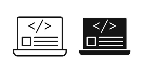 Display code icons in black fill and line style