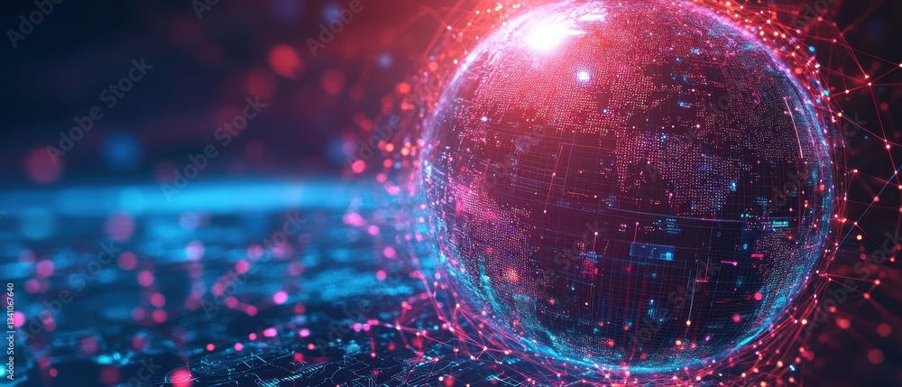 Poster ai powered language translation visualized in real time with digital globe