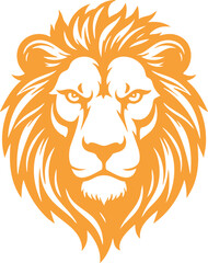 Lion head logo icon, lion face vector Illustration, Detailed lion head in bold orange design