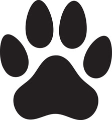 Single dog paw print vector silhouette illustration design on white background.