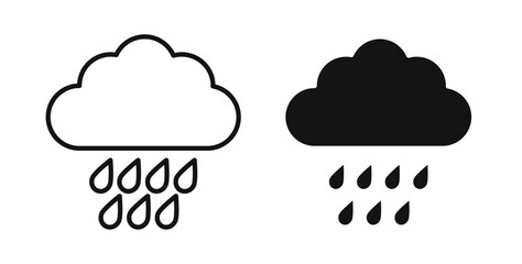 Rain icons in black fill and line style