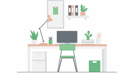 Minimalistic Home Office Illustration - ミニマルなホームオフィスイラスト
